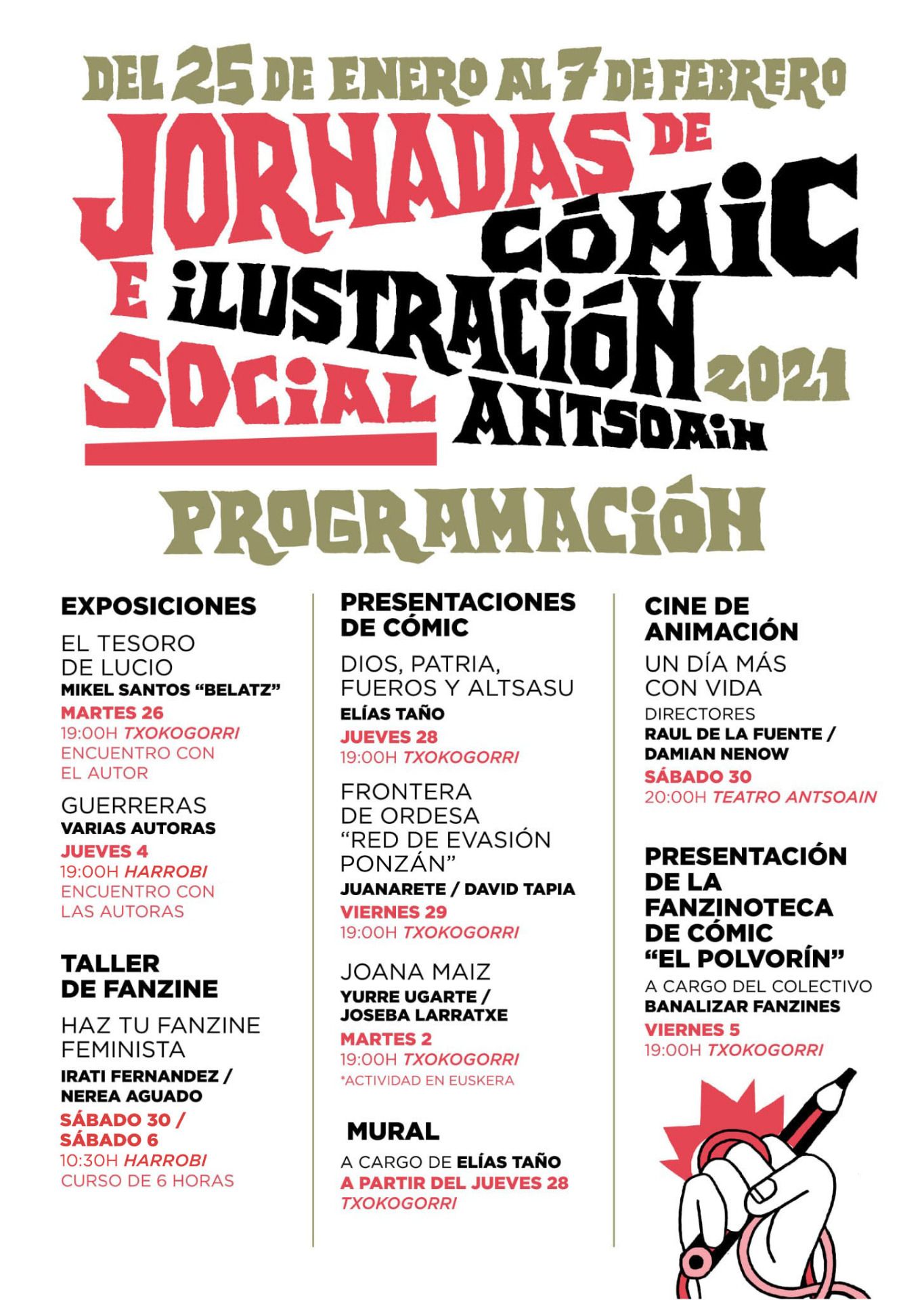 taller fanzine feminista en Jornadas de Cómic e Ilustración Social Antsoain Komiki BooM!!!