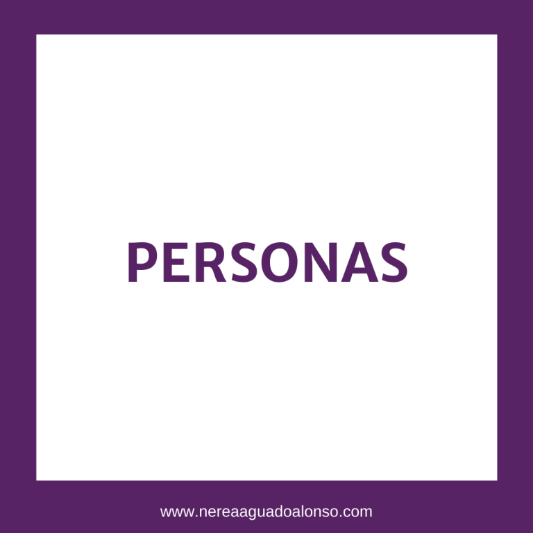 Palabra PERSONAS en morado sobre fondo blanco