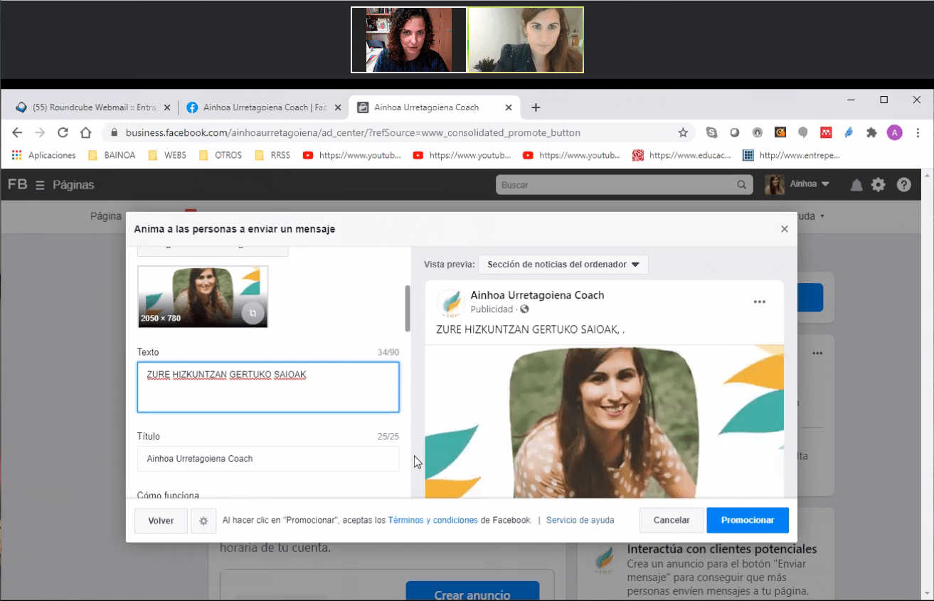 Sesión de mentoría en redes sociales